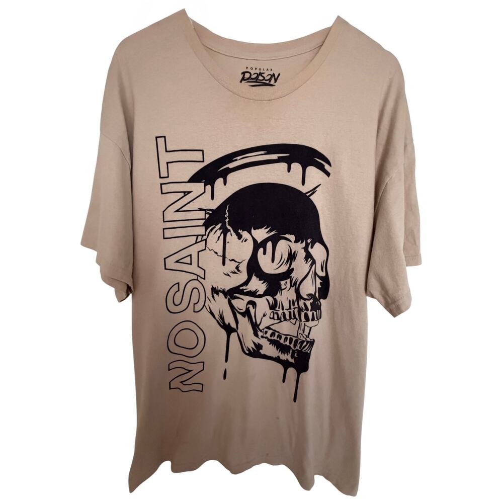 Popular Poison T-Shirt Men's Extra Large Beige Cotton